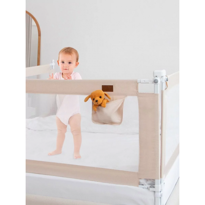 Барьер защитный для кровати AMAROBABY LINEAR бежевый, 120 см AB-LIN-BSR-BE-120