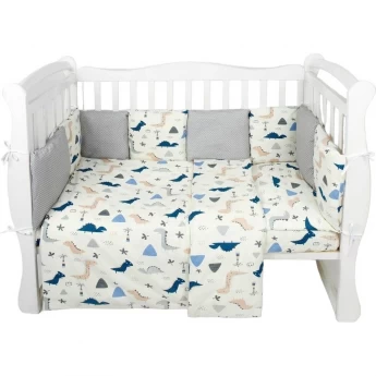 Бортик в кроватку 12 предметов AMAROBABY LITTLE DINO, бежевый/серый