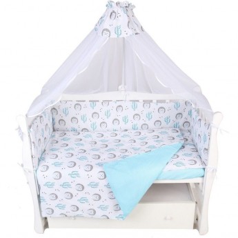 Бортик в кроватку на молнии (4 подушки-бортика) AMAROBABY Ёжики (бязь) Бортик в кроватку на молнии (4 подушки-бортика) AMAROBABY Ёжики (бязь)