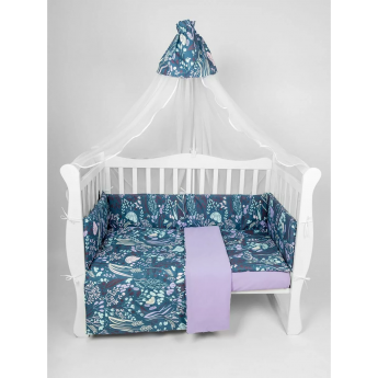 Бортик в кроватку на молнии (4 подушки-бортика) AMAROBABY FLOWER DREAMS, фиолетовый Бортик в кроватку на молнии (4 подушки-бортика) AMAROBABY FLOWER DREAMS, фиолетовый