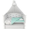 Бортик в кроватку на молнии (4 подушки-бортика) AMAROBABY Горы, белый/мята (перкаль) AMARO-3104-Go