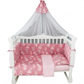 Бортик в кроватку на молнии (4 подушки-бортика) AMAROBABY НЕЖНЫЙ ТАНЕЦ, поплин, розовый Бортик в кроватку на молнии (4 подушки-бортика) AMAROBABY НЕЖНЫЙ ТАНЕЦ, поплин, розовый