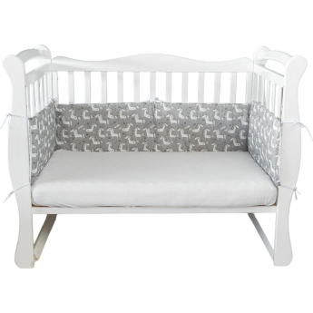 Бортик в кроватку на молнии (4 подушки-бортика) AMAROBABY СКАЗОЧНЫЕ ЕДИНОРОЖКИ, серый/белый, бязь Бортик в кроватку на молнии (4 подушки-бортика) AMAROBABY СКАЗОЧНЫЕ ЕДИНОРОЖКИ, серый/белый, бязь