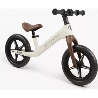 Двухколесный беговел AMAROBABY RIOT, белый/коричневый Двухколесный беговел AMAROBABY RIOT, белый/коричневый