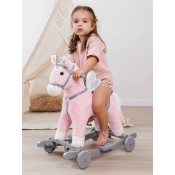 Единорог каталка-качалка AMAROBABY JUNO розовый/серый Единорог каталка-качалка AMAROBABY JUNO розовый/серый