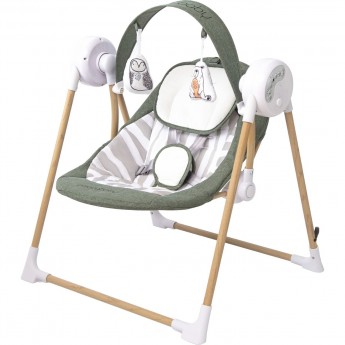 Электронные качели детские AMAROBABY WOODEN SWING, хаки