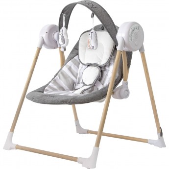 Электронные качели детские AMAROBABY WOODEN SWING, серые