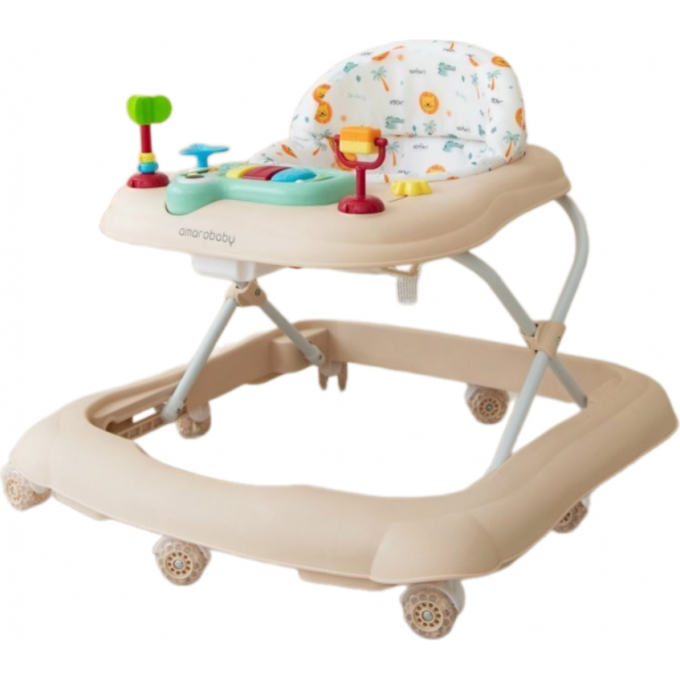 Ходунки детские AMAROBABY FIRST STEPS с электронной игровой панелью бежевый AB23-21FS-03