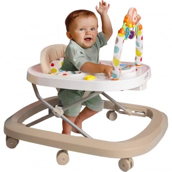 Ходунки детские с электронной игровой панелью AMAROBABY WALKING BABY, бежевый