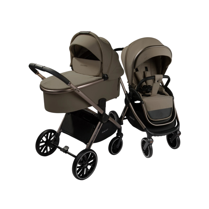 Коляска детская 2 в 1 AMAROBABY GENIUS коричневый AB25-10GENIUS/12