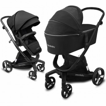 Коляска детская 2 в 1 с автоматическим тормозом AMAROBABY TUTUM, черный