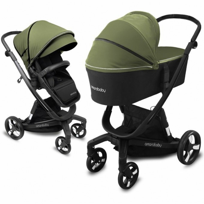 Коляска детская 2 в 1 с автоматическим тормозом AMAROBABY TUTUM, хаки AB22-10TUTUM/26 Коляска детская 2 в 1 с автоматическим тормозом AMAROBABY TUTUM, хаки AB22-10TUTUM/26