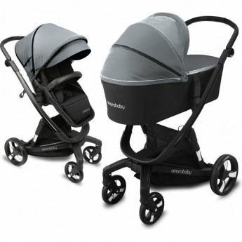 Коляска детская 2 в 1 с автоматическим тормозом AMAROBABY TUTUM, серый