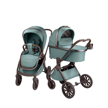 Коляска детская из экокожи 2в1 AMAROBABY MOTUS PREMIUM ECCO EXCLUSIVE лагуна