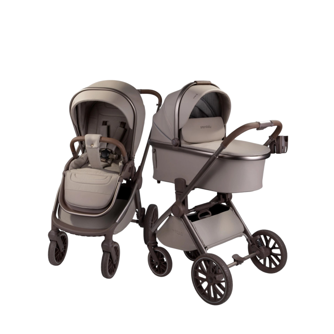 Коляска детская из экокожи 2в1 AMAROBABY MOTUS PREMIUM ECCO EXCLUSIVE мокко AB26-10MOTUSF/53