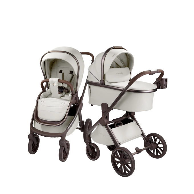 Коляска детская из экокожи 2в1 AMAROBABY MOTUS PREMIUM ECCO EXCLUSIVE молочный AB26-10MOTUSF/33