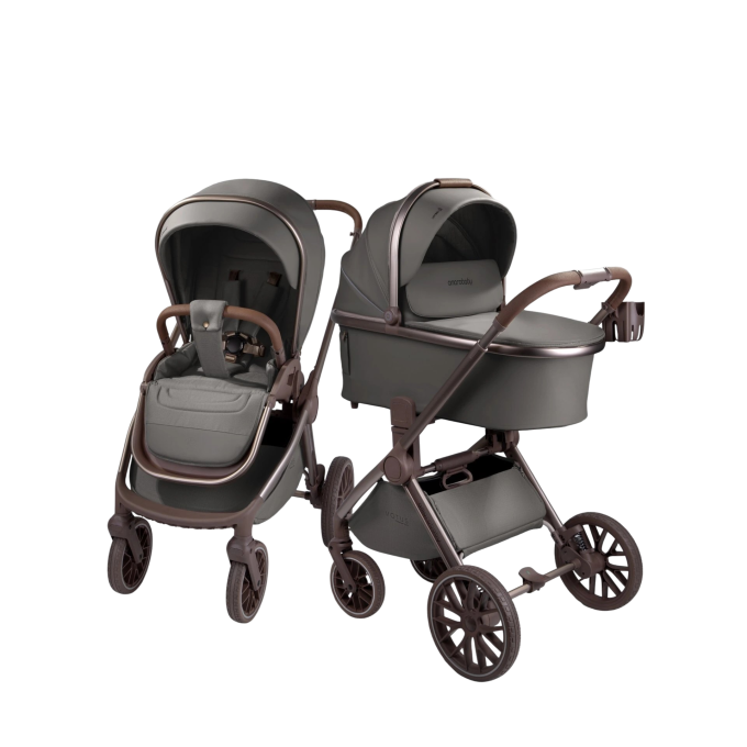 Коляска детская из экокожи 2в1 AMAROBABY MOTUS PREMIUM ECCO EXCLUSIVE серый AB26-10MOTUSF/11