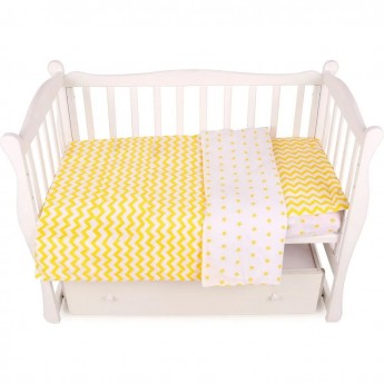 Комплект детского постельного белья AMAROBABY BABY BOOM, ЖЕЛТЫЙ ЗИГЗАГ, 3 предмета, бязь