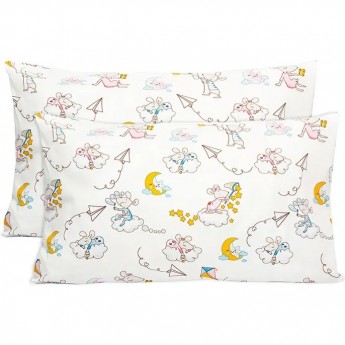 Комплект наволочек AMAROBABY Мышата в облаках, белый, 40х60 см, поплин, 2 шт