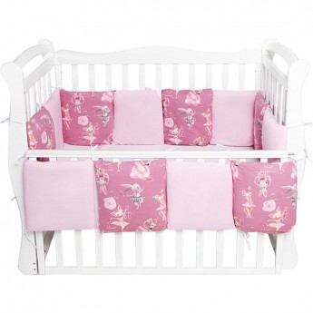 Комплект наволочек на бортики в кроватку AMAROBABY НЕЖНЫЙ ТАНЕЦ, 12 предметов/12 наволочек, розовый, 30х30 см