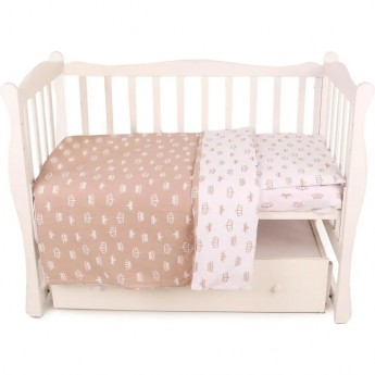 Комплект в кроватку 3 предмета AMAROBABY BABY BOOM КОРОНЫ коричневый, бязь