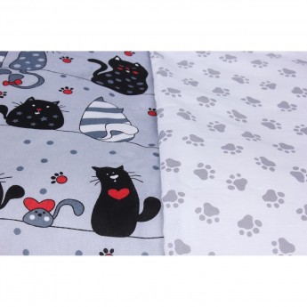 Комплект в кроватку 3 предмета AMAROBABY BABY BOOM КОТИКИ серый, бязь