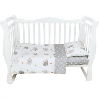 Комплект в кроватку 3 предмета AMAROBABY BABY BOOM Крошка Eжик, белый/серый