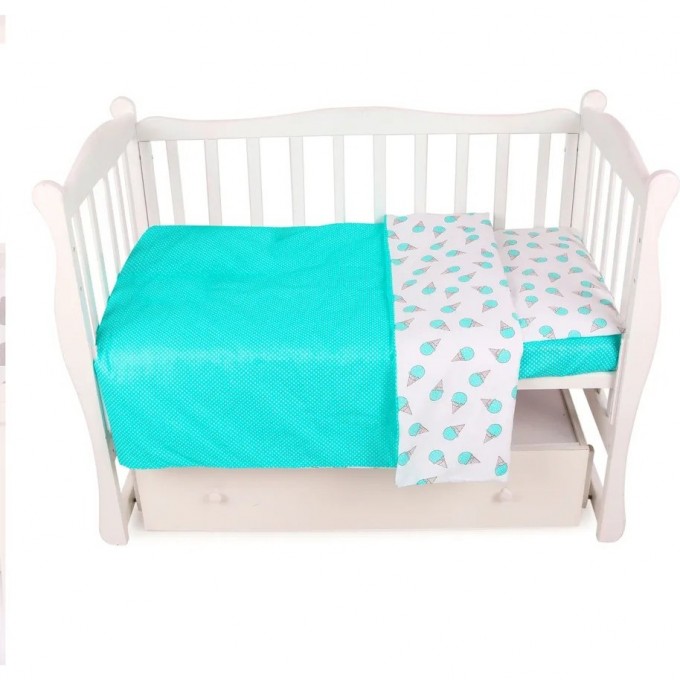 Комплект в кроватку 3 предмета AMAROBABY BABY BOOM МОРОЖЕНКИ мята, бязь KPB-3 MOPOJEKI MYATA