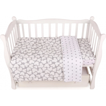 Комплект в кроватку 3 предмета AMAROBABY BABY BOOM Мышонок/серый, бязь
