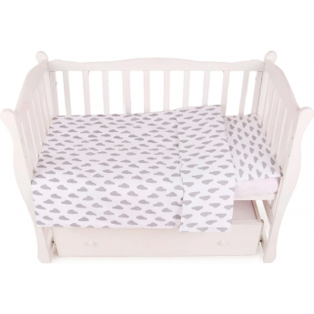 Комплект в кроватку 3 предмета AMAROBABY BABY BOOM ОБЛАКА серый, бязь