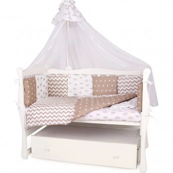 Комплект в кроватку AMAROBABY , 18 предметов, бязь, коричневый
