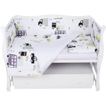 Комплект в кроватку AMAROBABY BABY BOOM ГОРОД, 3 предмета, белый