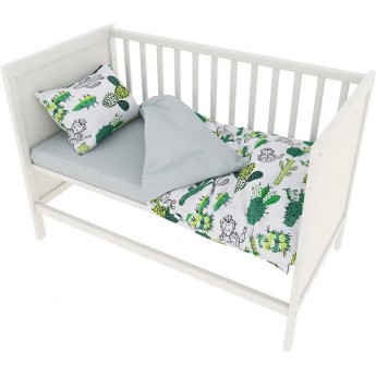 Комплект в кроватку AMAROBABY BABY BOOM, КАКТУСЫ, белый, 3 предмета