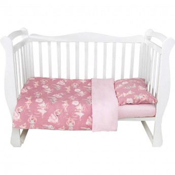 Комплект в кроватку AMAROBABY BABY BOOM, НЕЖНЫЙ ТАНЕЦ, 3 предмета, розовый, поплин