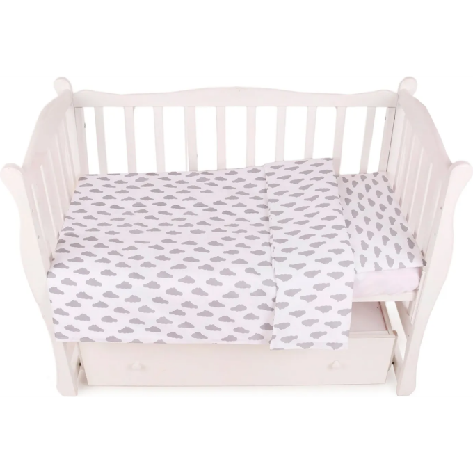 Комплект в кроватку AMAROBABY BABY BOOM ОБЛАКА, 3 предмета, серый, бязь KPB-3 OBLAKA CEPYII