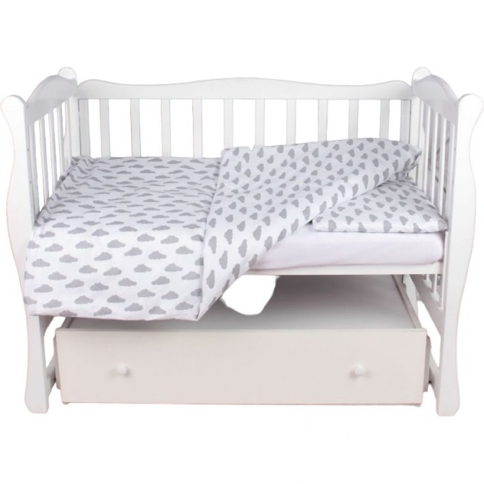 Комплект в кроватку AMAROBABY BABY BOOM, ОБЛАКА, 3 предмета, серый, бязь KPB-3 OBLAKA SERYII