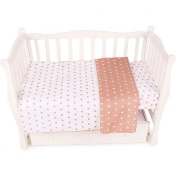 Комплект в кроватку AMAROBABY BABY BOOM, ЗВЕЗДЫ, коричневый, 3 предмета, бязь