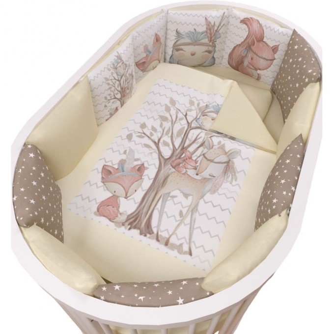 Комплект в кроватку AMAROBABY FOREST FRIENDS, 17 предметов: 5+12 подушек (бортиков), бежевый AB213017FF/03 Комплект в кроватку AMAROBABY FOREST FRIENDS, 17 предметов: 5+12 подушек (бортиков), бежевый AB213017FF/03