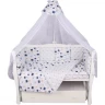 Комплект в кроватку AMAROBABY КОСМОС, 15 предметов (3+12 подушек-бортиков), бязь, белый KPB-4-KOSMOS
