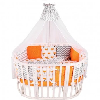 Комплект в кроватку AMAROBABY LUCKY, 19 предметов, поплин/бязь, оранжевый