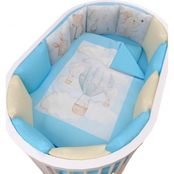 Комплект в кроватку AMAROBABY MAGIC BALLOON, 17 предметов: 5+12 подушек (бортиков), голубой