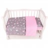 Комплект в кроватку AMAROBABY МЕЧТА, 19 предметов (7+12 подушек-бортиков), поплин/бязь, серый/розовый MECHTA