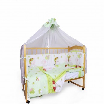 Комплект в кроватку AMAROBABY МИШКИН СОН, 7 предметов, поплин, зеленый