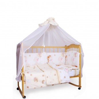 Комплект в кроватку AMAROBABY МИШКИН СОН, 7 предметов,поплин, бежевый
