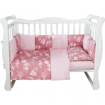 Комплект в кроватку AMAROBABY НЕЖНЫЙ ТАНЕЦ, 15 предметов (3+12 подушек-бортиков), поплин, розовый