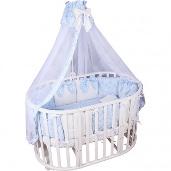 Комплект в кроватку AMAROBABY PREMIUM, ЭЛИТ, 18 предметов (6+12 бортиков), бязь, голубой