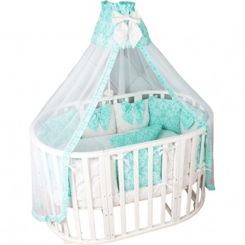 Комплект в кроватку AMAROBABY PREMIUM, ЭЛИТ, 18 предметов (6+12 бортиков), бязь, мятный