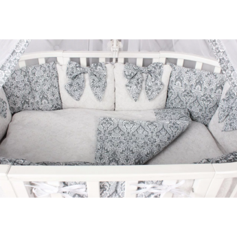 Комплект в кроватку AMAROBABY PREMIUM ЭЛИТ, 18 предметов (6+12 бортиков), бязь, серый