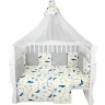 Комплект в кроватку AMAROBABY PREMIUM LITTLE DINO, 18 предметов (6+12 подушек-бортиков), бежевый/серый AMARO-3018-LD