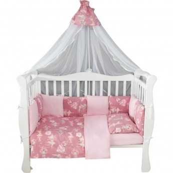 Комплект в кроватку AMAROBABY PREMIUM, НЕЖНЫЙ ТАНЕЦ, 18 предметов (6+12 подушек-бортиков), поплин, розовый
